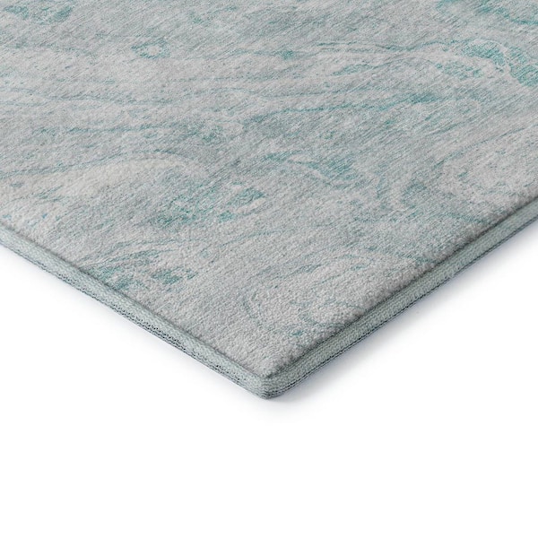 Mayfield Premium Machine Washable Indoor/Outdoor Geometric AMF640 Teal 3 ft. x 5 ft. Area Rug