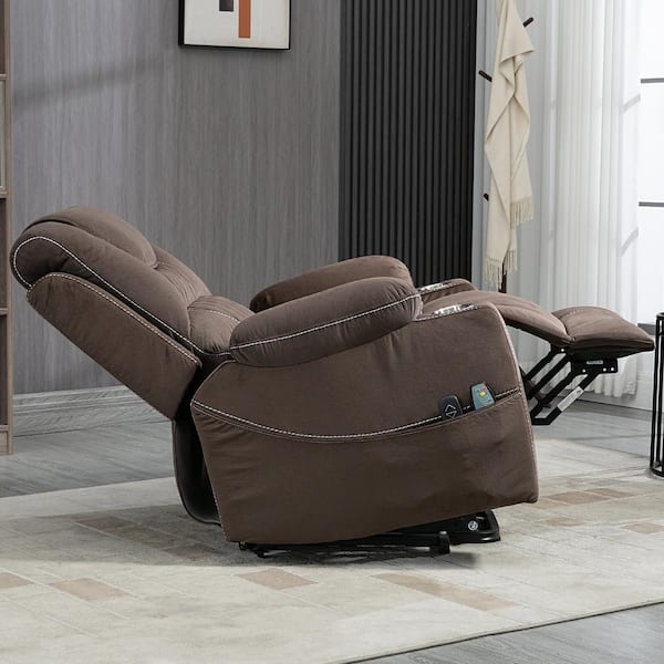  Goohome Lift, Relax Sofa Chairs Elderly w/Massage and Heat, 3  Position, 180 Degree Lying Flat, 2 Side Pockets, 2 Remote Controllers,  Hidden Cup Holder, Comfort PU Power Recliner, one Size