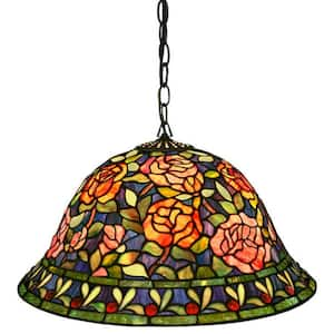 Southern Rose Belle 2-Light Multicolored Brown Hanging Lamp