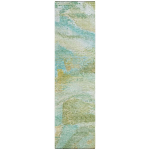 Chantille Machine Washable Indoor/Outdoor Abstract ACN2039 Green 2 ft. 3 in. x 7 ft. 6 in. Runner Rug