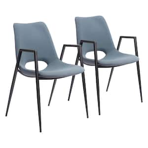 Desi Blue Faux Leather Dining Chair - (Set of 2)
