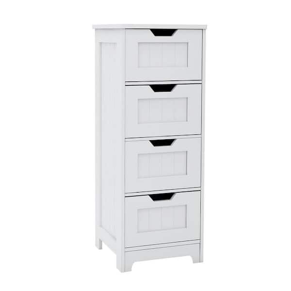 White Freestanding Ctorage cabinet with 4-Drawers, Suitable for Bathroom, Living Room, Kitchen