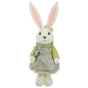 20 in. White and Green Standing Girl Rabbit Easter Figure