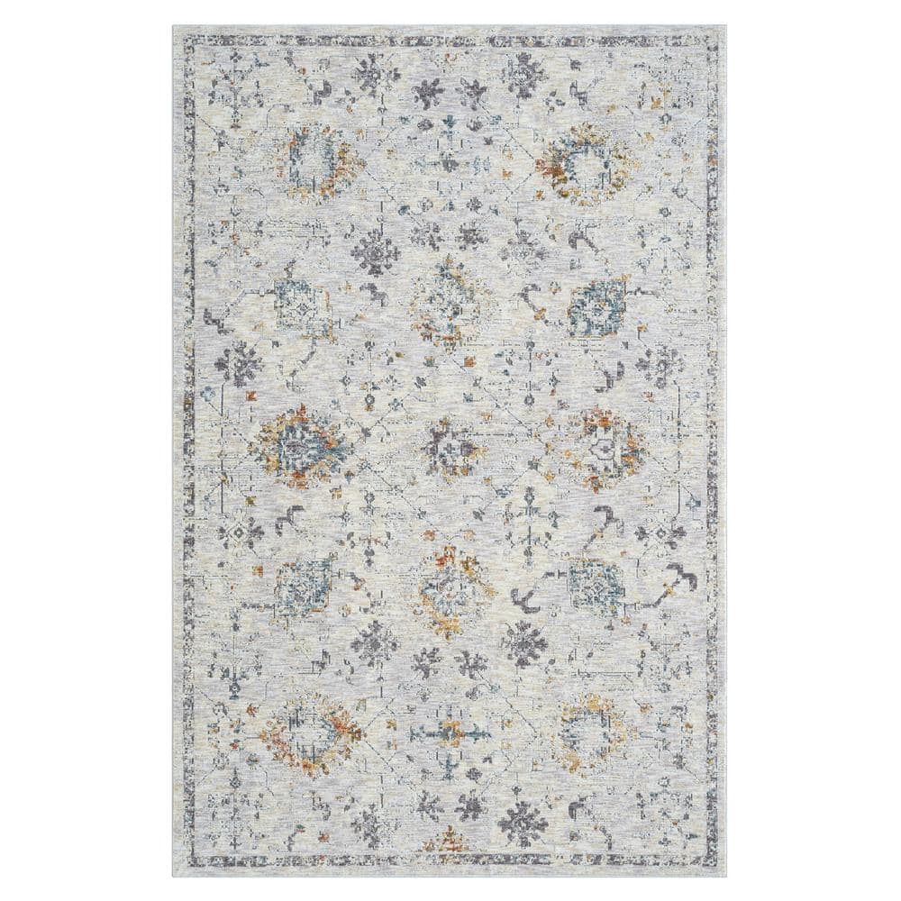 Alaya Light Gray/Multicolor 2 ft. x 3 ft. Floral Performance Area Rug