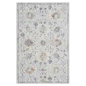 Alaya Light Gray/Multicolor 9 ft. x 12 ft. Floral Performance Area Rug