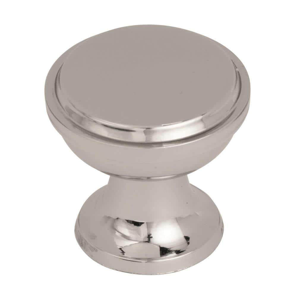 Polished Nickel Round Cabinet Knob with Mounting Hardware