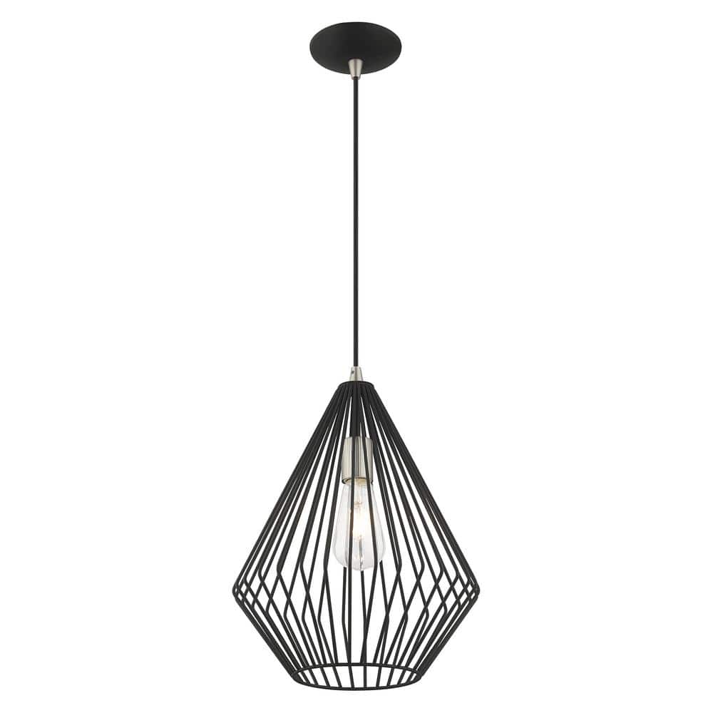 Linz Black Steel Geometric Mini Pendant Light - 21" Height