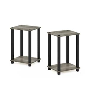 Simplistic 13.4 in. French Oak/Black Small End Table, Set of 2