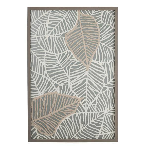 Handmade Textured Paper Leaf Art in Wood and Glass Frame