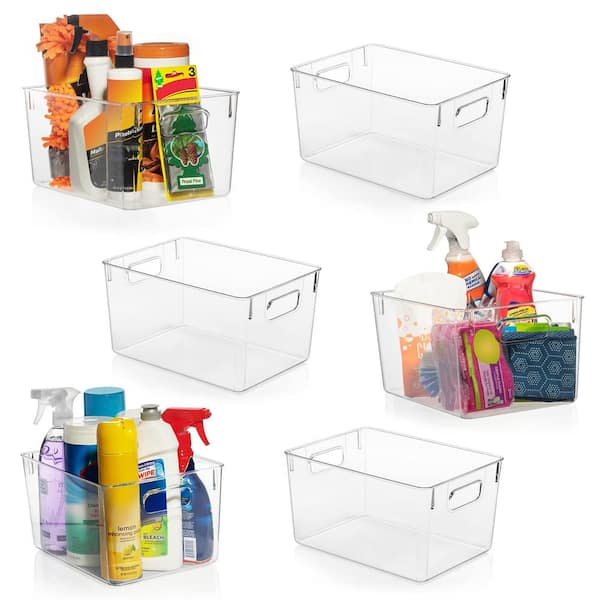 BINO, Plastic Storage Bins, Deep Medium, THE HANDLER COLLECTION, Multipurpose Organizer Bins, Kitchen Pantry Organizers and Storage, Clear  Containers for O…