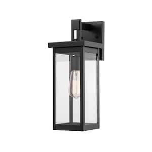 1-Light Powder Coat Black Outdoor Wall-Light Sconce with Clear Glass