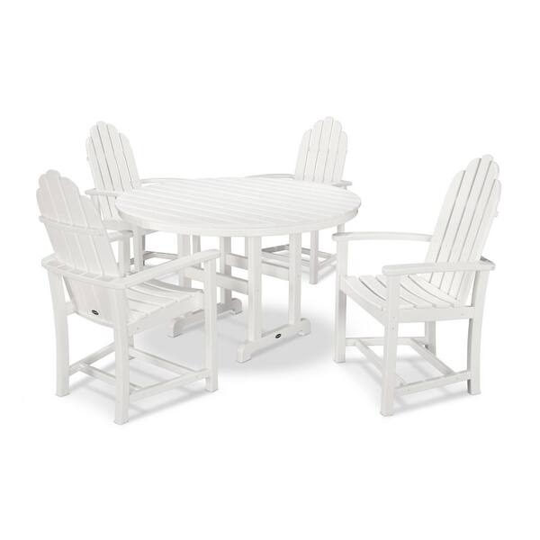 POLYWOOD Classic Adirondack 5-Piece Outdoor Dining Set in White