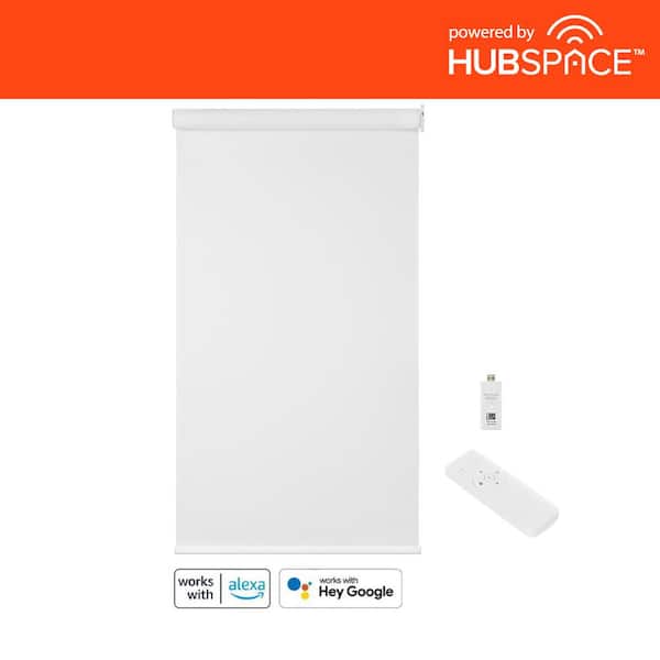 Home Decorators Collection White Cordless Blackout Polyester Fabric Smart Roller Shade 33.75 in. x 72 in. Powered by Hubspace (With Gateway)