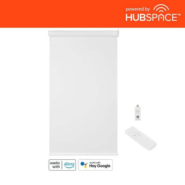Home Decorators Collection White Cordless Blackout Polyester Fabric Smart Roller Shade 34.5 in. x 72 in. Powered by Hubspace (With Gateway)