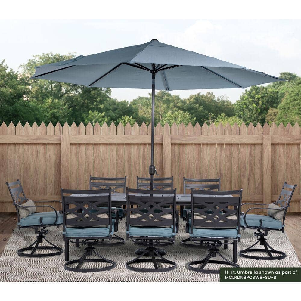Montclair 11-Ft Ocean Blue Aluminum Market Patio Umbrella