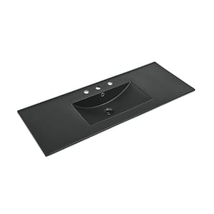 48 in. W x 5.5 in. D Ceramic Vanity Top in Matte Black with 3 Holes