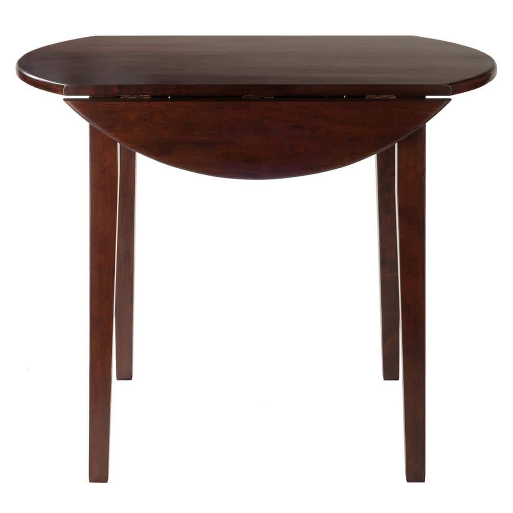 Transitional 36" Extendable Round Dining Table in Walnut