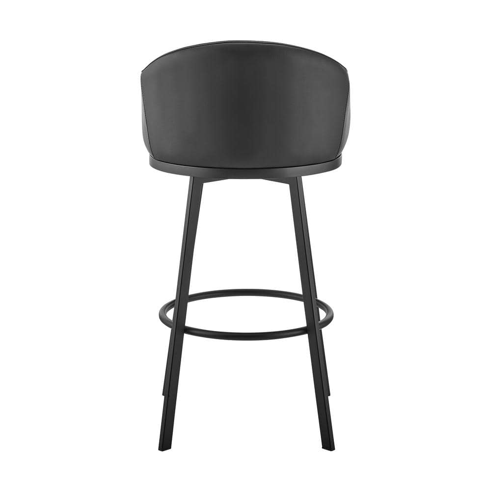 Noran Black Faux Leather Adjustable Swivel Counter Stool