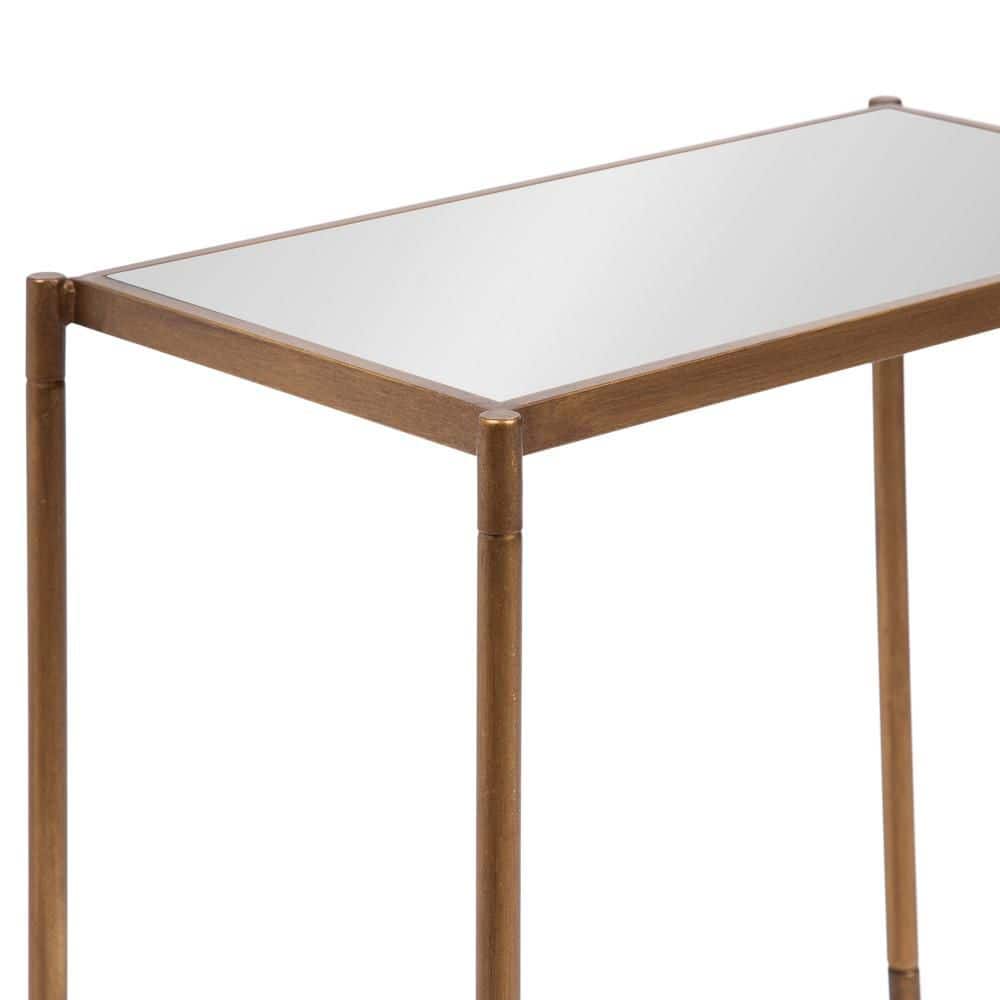 Catriona 19 in. Gold Rectangle Mirror End Table - thumbnail 5