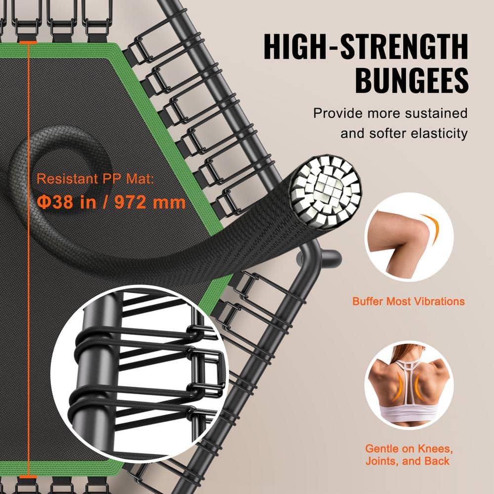 54.5" Black Indoor Fitness Trampoline with Handle