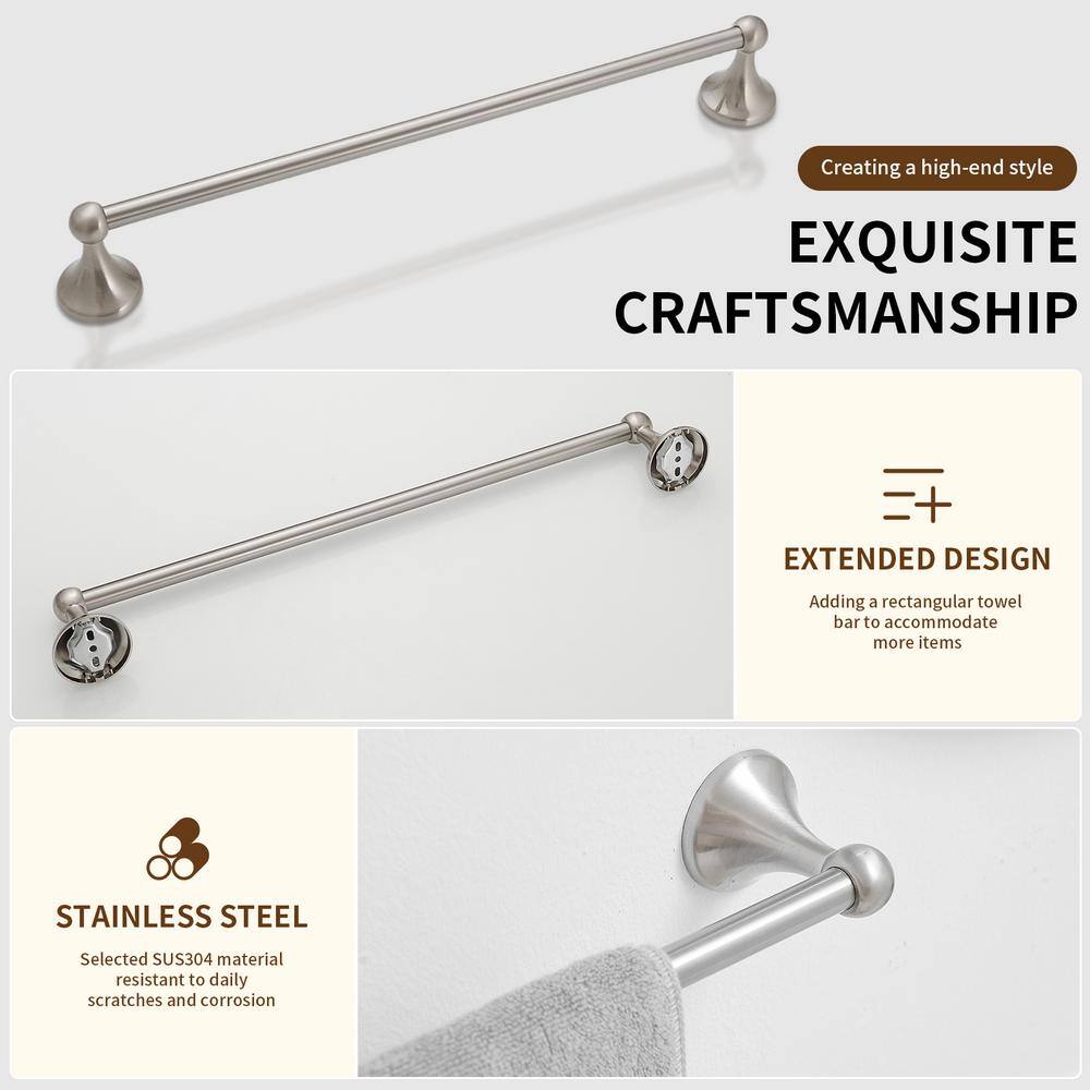 Brushed Nickel 18-Inch Wall Mounted Towel Bar