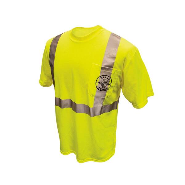 Klein Tools Men's Size Small High Visibility Green Cotton/Poly Short Sleeved T-Shirt