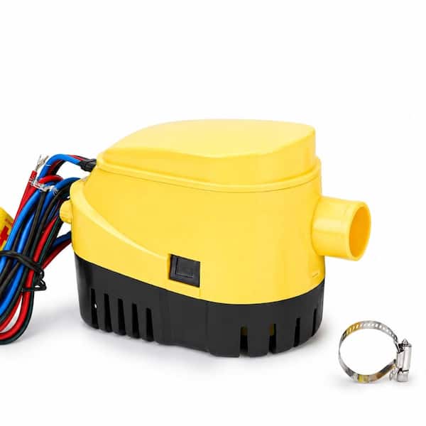 Automatic 12V 1500 GPH Boat Bilge Pump with Built in Float Switch, 1-1/8 in Outlet Submersible Marine