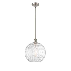 Athens Water Glass 1-Light Brushed Satin Nickel Globe Pendant Light with Clear Water Glass Shade