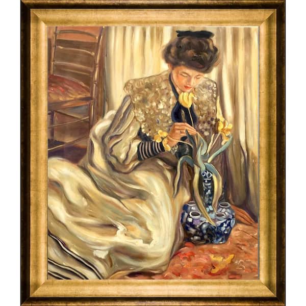 LA PASTICHE The Yellow Tulip by Frederick Carl Frieseke Athenian Gold Framed Nature Oil Painting Art Print 25 in. x 29 in.