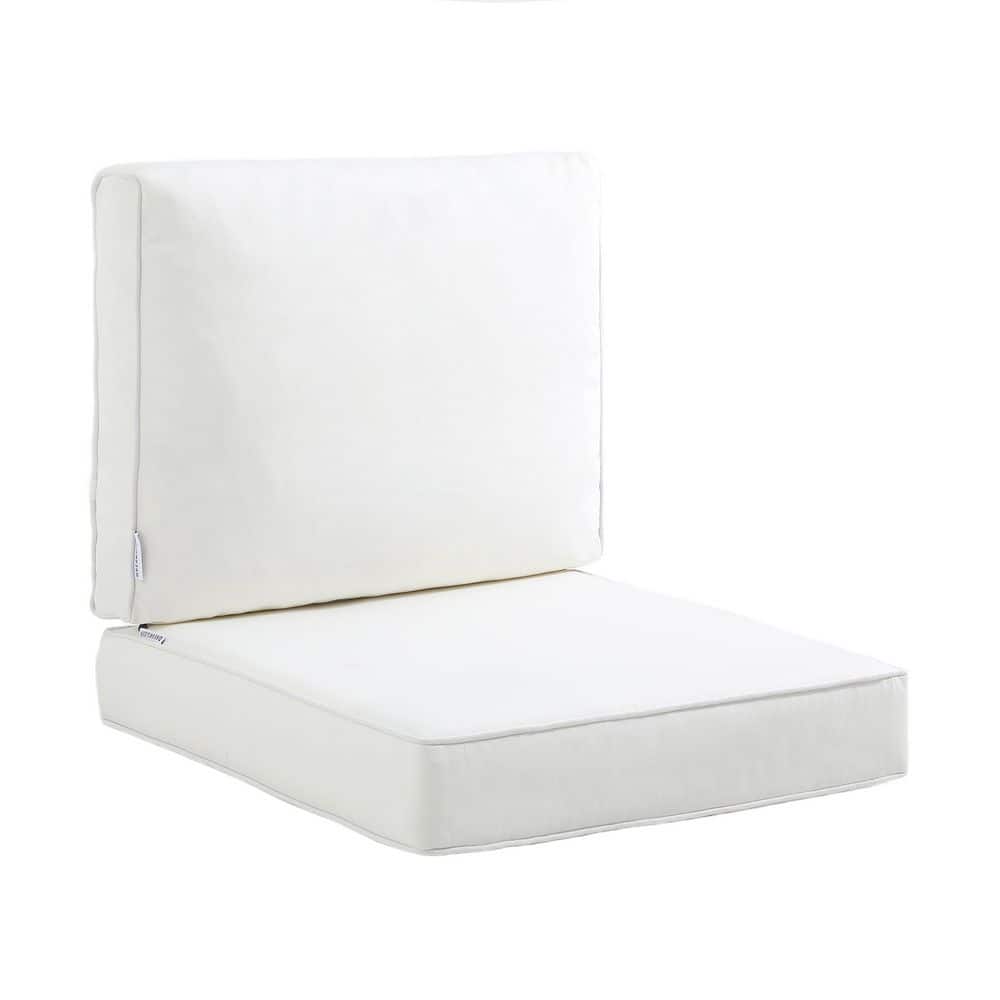 19 in. x 20 in. 23 in. x 24 in. 2-Piece Deep Seat Rectangle Outdoor Lounge Chair Cushion/Back Pillow Set in White price history on PriceWatchPro
