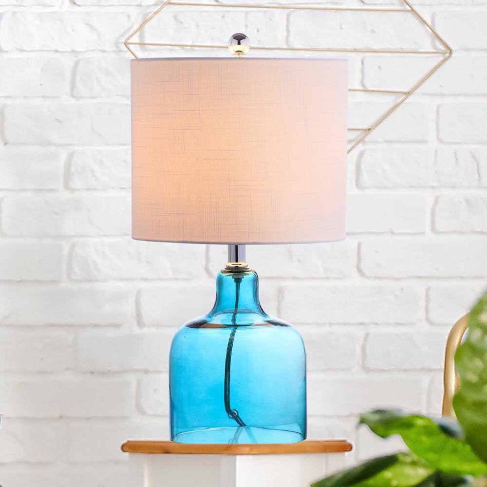 Gemma 19" White and Blue Glass Bell Table Lamp