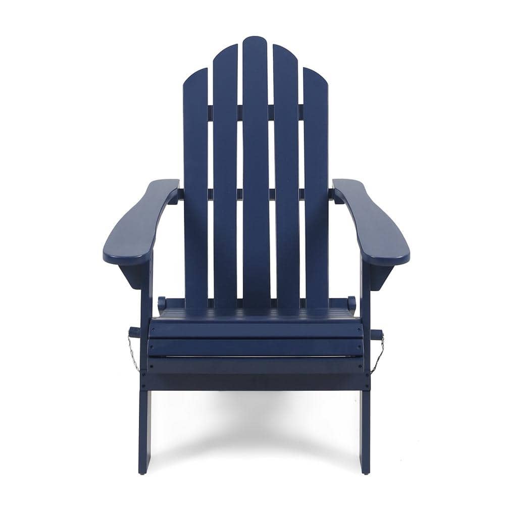 Harlee Mid-Century Blue Foldable Acacia Wood Adirondack Chair