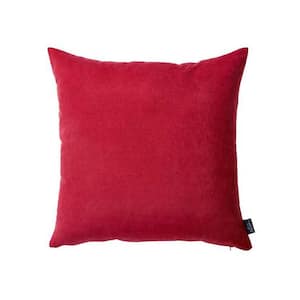 Josephine Red Solid Color 20 in. x 20 in. Throw Pillow Cover (Set of 2)