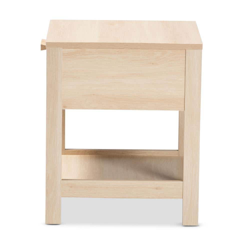 Sebille Light Brown Wood and Rattan 1-Drawer Accent Table