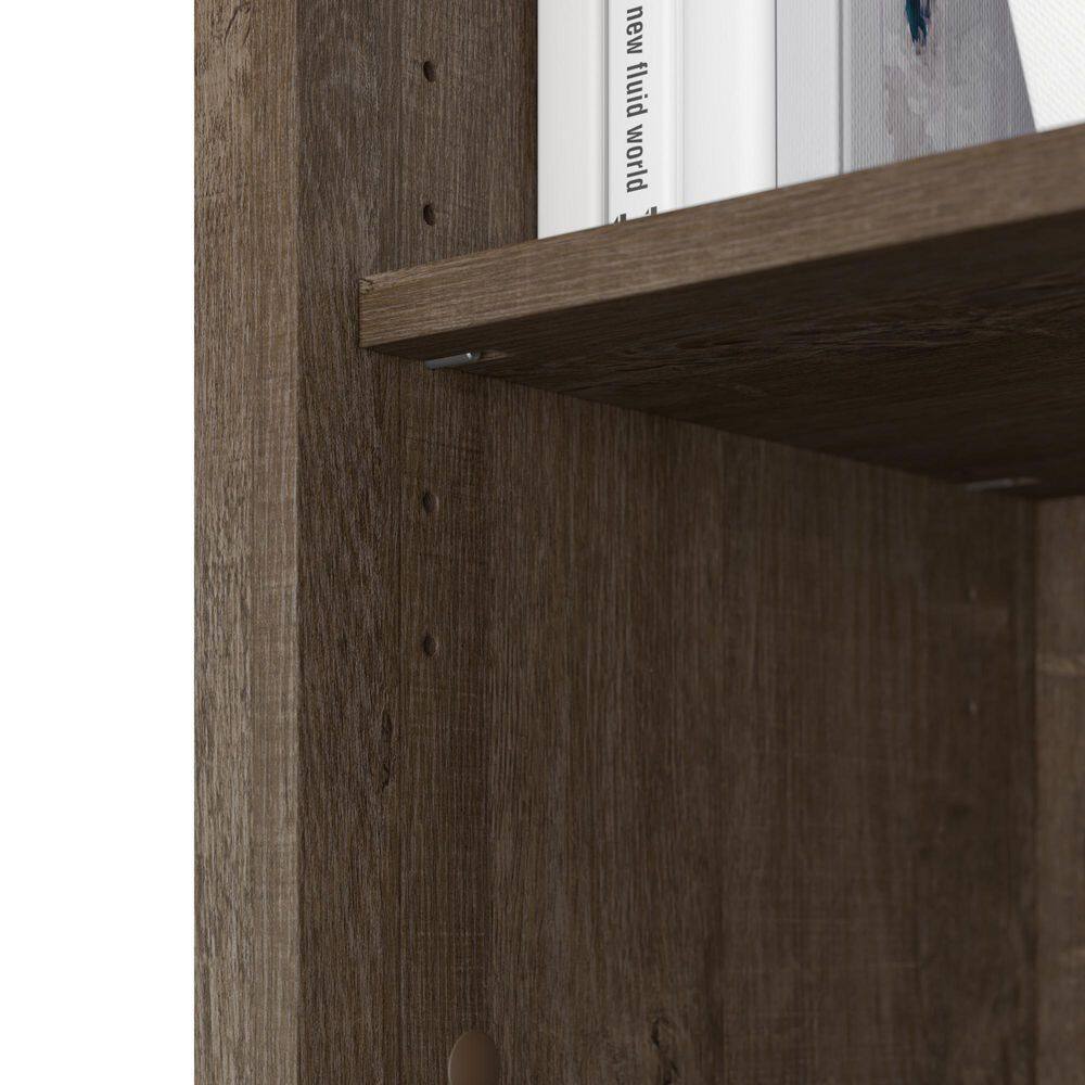 Salinas Mission-Style Ash Brown Tall Storage Cabinet with Adjustable Shelving