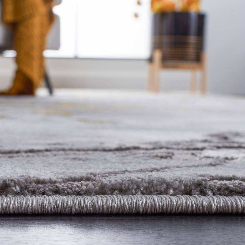 Craft Grey and Gold Abstract Synthetic Area Rug, 5'3" x 7'6"