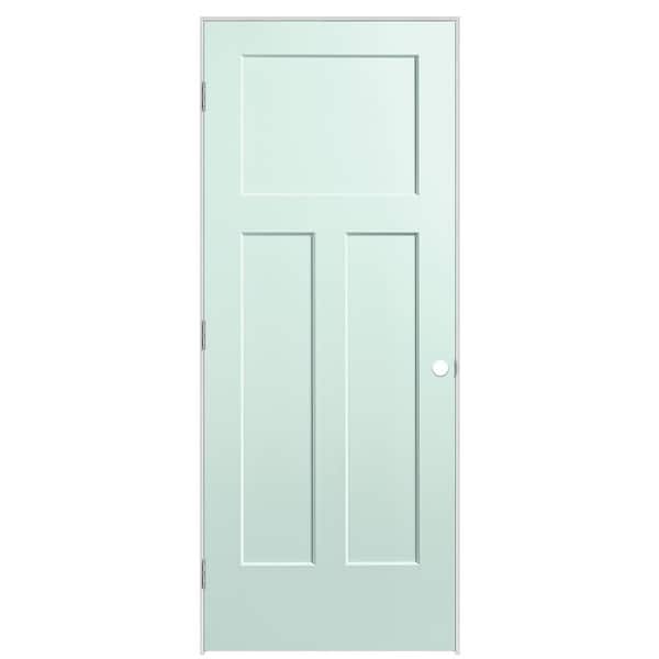 Masonite 32 in. x 80 in. 3-Panel Winslow Right-Hand Solid Core Sea Glass Molded Composite Single Prehung Interior Door