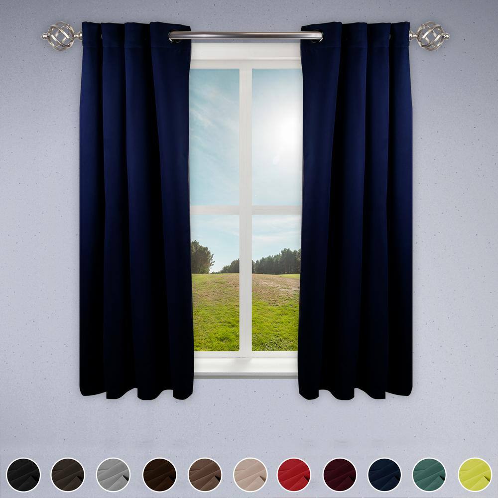 Rod Desyne Dark Blue Grommet Blackout Curtain - 52 in. W x 63 in. L T04 ...