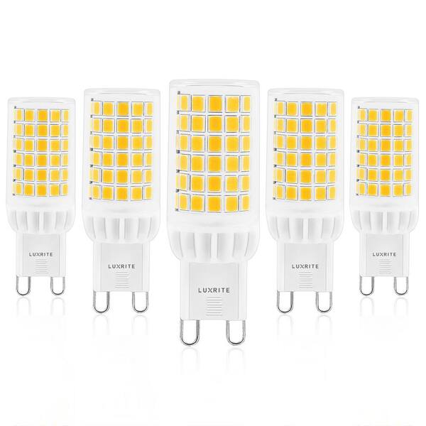 LUXRITE Equivalent 5-Watt G9 Bi-Pin Base T4 LED Light Bulb 2700K Warm White 500 Lumens Dimmable (5-Pack) LR24670-5PK - The Home Depot
