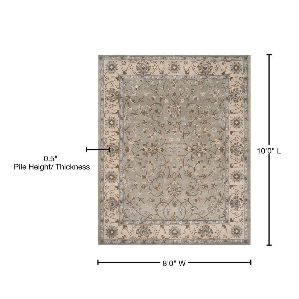 Elegant Heritage 8' x 10' Gray Hand-Tufted Wool Area Rug