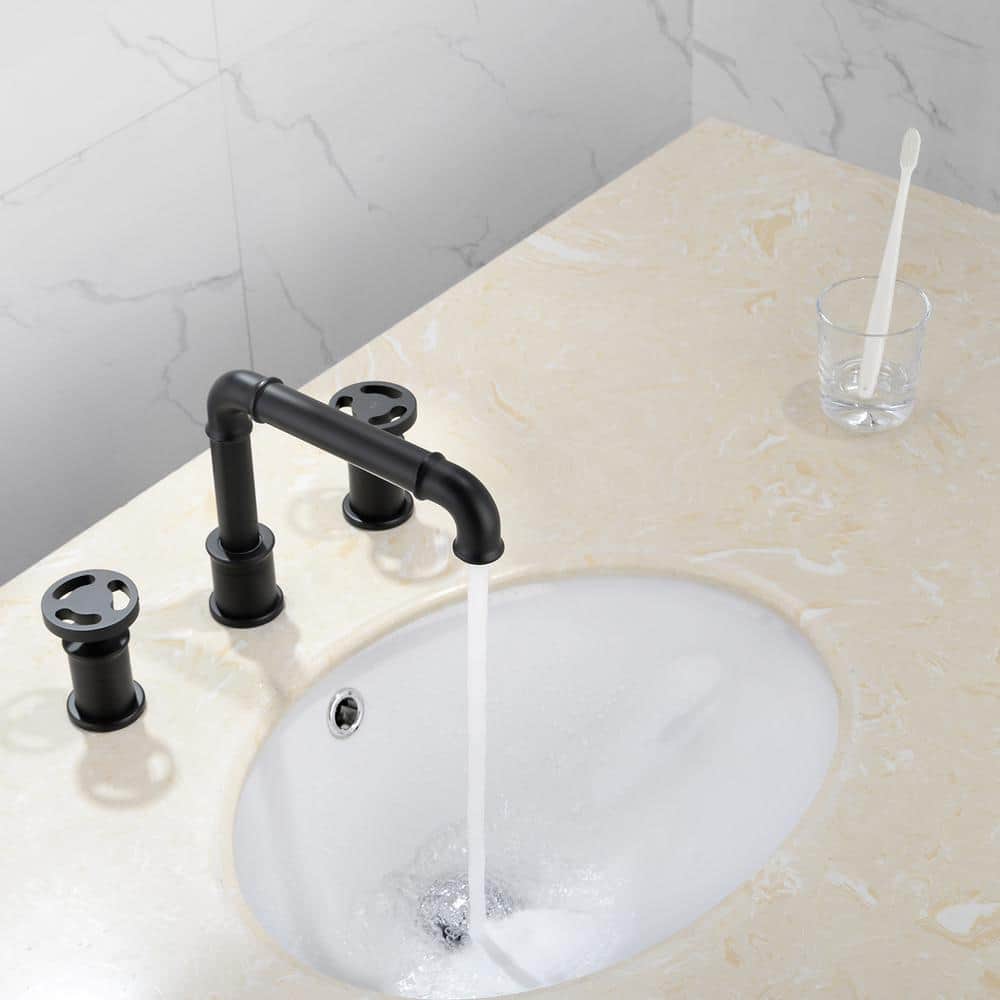 Avallon Matte Black Double-Handle Widespread Bathroom Faucet