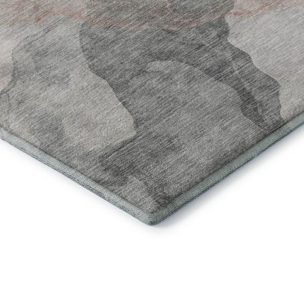 Mayfield Premium Machine Washable Abstract AMF2109 Salmon 3 ft. x 5 ft. Area Rug