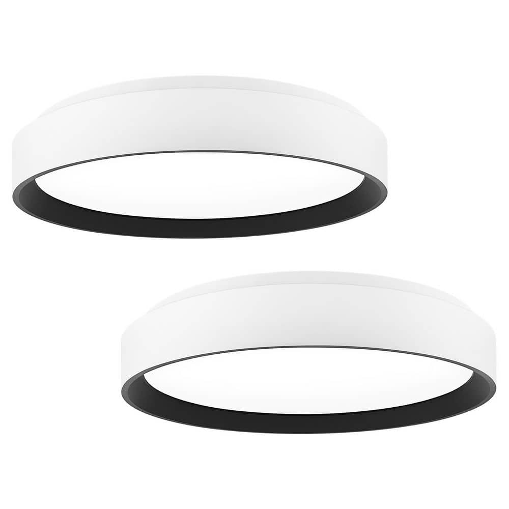 15 In. Integrated LED Round, Matte White/Black Flush Mount Light, 5CCT, 28W, 2000LM, CRI90, Dimmable, Damp Rated 2 Pack price history on PriceWatchPro