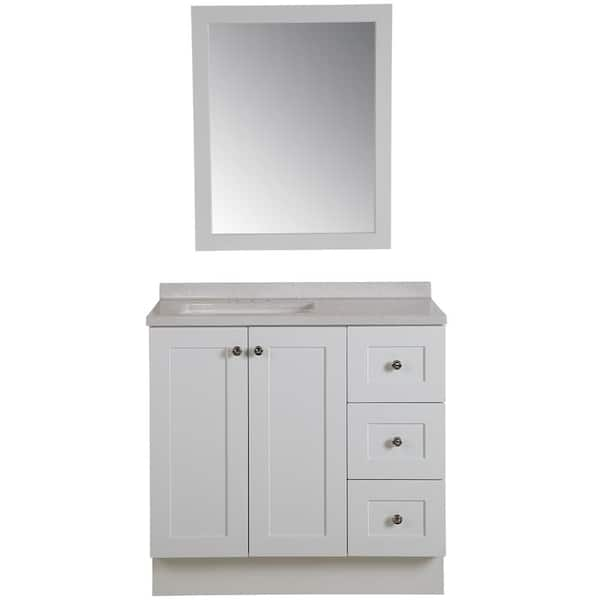 Glacier Bay Bannister 36 in. W Bathroom Vanity in White with Solid