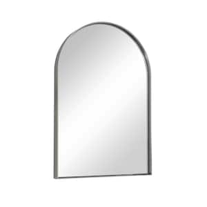 20 in. W x 30 in. H Arched Framed Decorative Wall Mounted Bathroom Vanity Mirror in Brushed Nickel, Tempered Glass