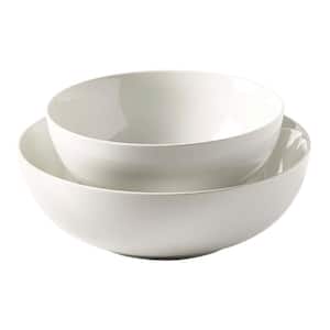 11.5 in. 132 fl. oz. White Porcelain Serving Bowls (Set of 2)