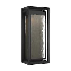 Urbandale Extra Large 1-Light Textured Black Outdoor Integraed LED Wall Lantern Sconce