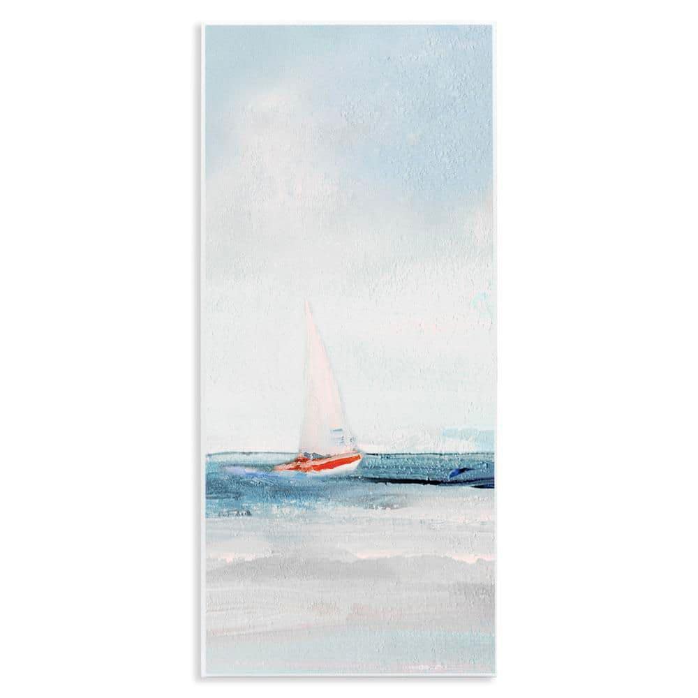 Sailboat in Distance by Sally Swatland Unframed Coastal Graphic Art Print 17 in. x 7 in. price history on PriceWatchPro