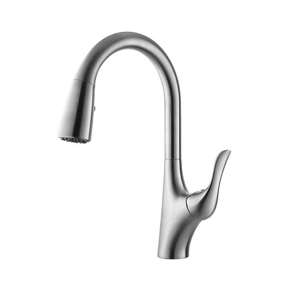 ROSWELL Sagewood Single-Handle Pull-Down Sprayer Kitchen Faucet in Satin Nickel