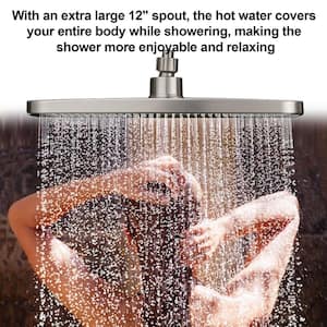 Rainfull 8-Spray 12 in. Wall Mount Dual Shower Head and Handheld Shower Head with 2.0 GPM in Brushed Nickel